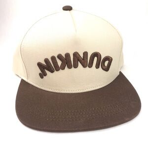 Dunkin Donuts Upside Down Logo SnapBack Hat Cap New Tan Brown